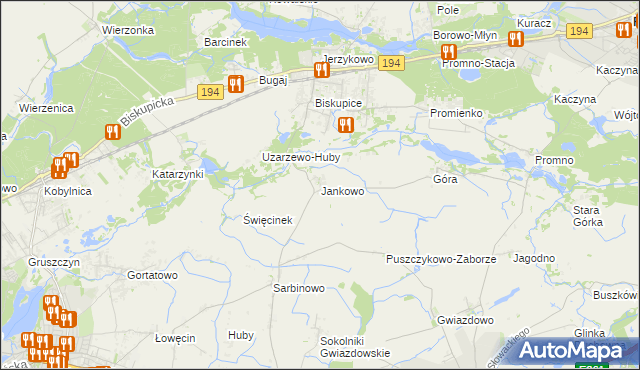 mapa Jankowo gmina Pobiedziska, Jankowo gmina Pobiedziska na mapie Targeo