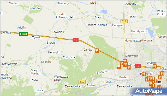 mapa Janów gmina Chełm, Janów gmina Chełm na mapie Targeo