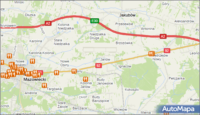 mapa Janów gmina Mińsk Mazowiecki, Janów gmina Mińsk Mazowiecki na mapie Targeo