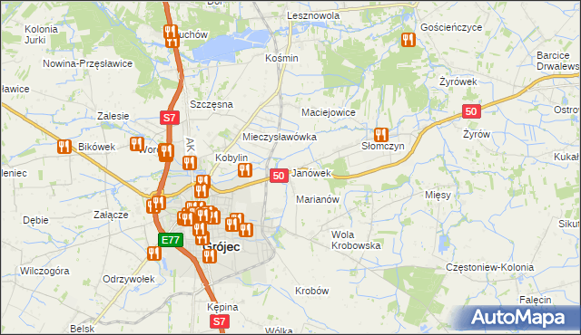 mapa Janówek gmina Grójec, Janówek gmina Grójec na mapie Targeo