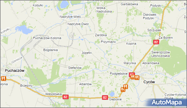 mapa Janowica gmina Cyców, Janowica gmina Cyców na mapie Targeo