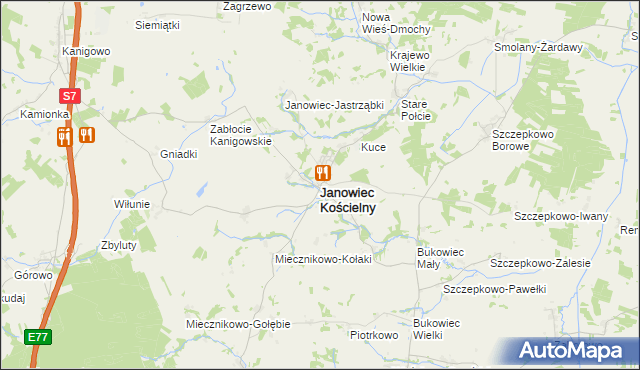 mapa Janowiec Kościelny, Janowiec Kościelny na mapie Targeo