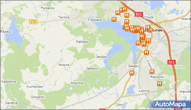 mapa Janowo gmina Szczecinek, Janowo gmina Szczecinek na mapie Targeo