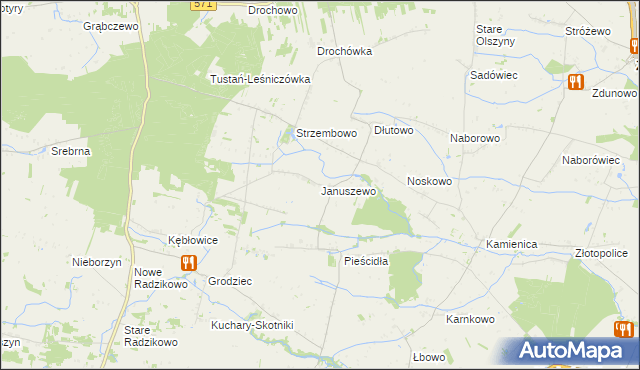mapa Januszewo gmina Naruszewo, Januszewo gmina Naruszewo na mapie Targeo