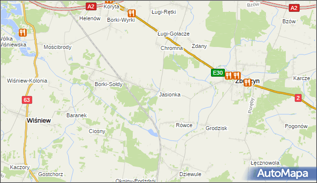 mapa Jasionka gmina Zbuczyn, Jasionka gmina Zbuczyn na mapie Targeo