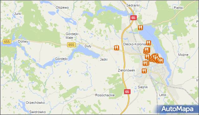 mapa Jaśki gmina Olecko, Jaśki gmina Olecko na mapie Targeo