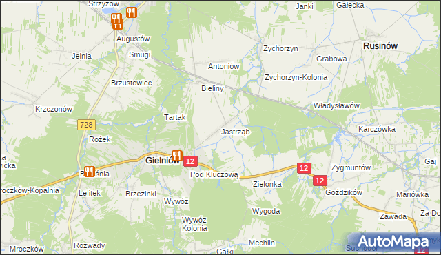 mapa Jastrząb gmina Gielniów, Jastrząb gmina Gielniów na mapie Targeo