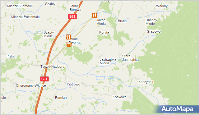 mapa Jastrząbka Młoda, Jastrząbka Młoda na mapie Targeo