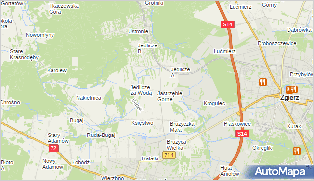 mapa Jastrzębie Górne, Jastrzębie Górne na mapie Targeo