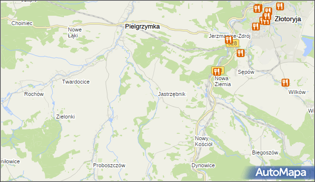 mapa Jastrzębnik gmina Pielgrzymka, Jastrzębnik gmina Pielgrzymka na mapie Targeo