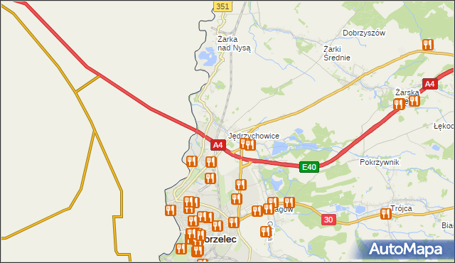 mapa Jędrzychowice gmina Zgorzelec, Jędrzychowice gmina Zgorzelec na mapie Targeo