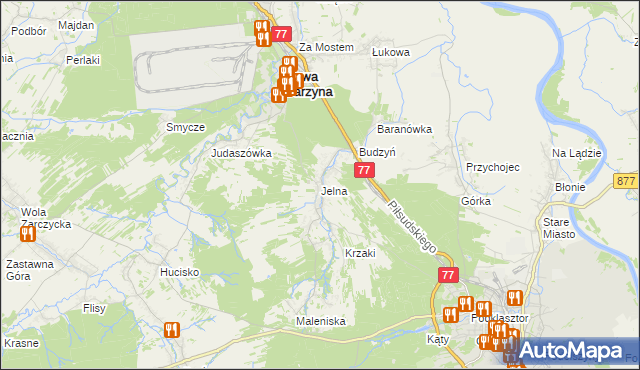 mapa Jelna gmina Nowa Sarzyna, Jelna gmina Nowa Sarzyna na mapie Targeo