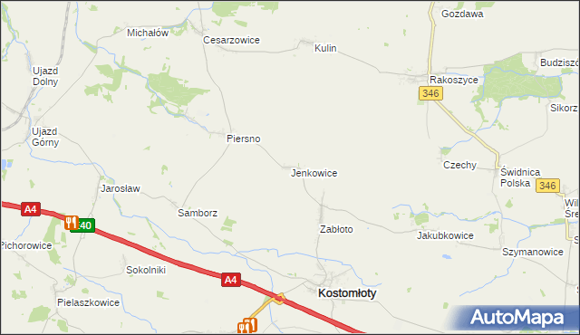 mapa Jenkowice gmina Kostomłoty, Jenkowice gmina Kostomłoty na mapie Targeo