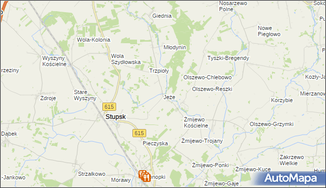 mapa Jeże gmina Stupsk, Jeże gmina Stupsk na mapie Targeo