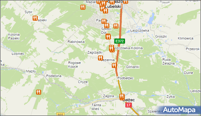 mapa Jeziernia, Jeziernia na mapie Targeo