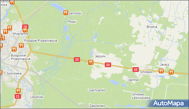 mapa Jeziorki gmina Kaczory, Jeziorki gmina Kaczory na mapie Targeo