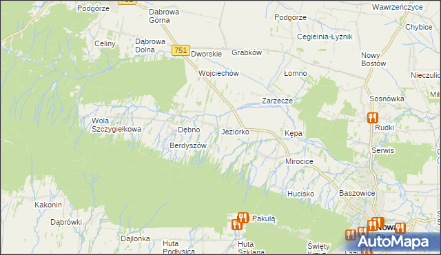 mapa Jeziorko gmina Nowa Słupia, Jeziorko gmina Nowa Słupia na mapie Targeo
