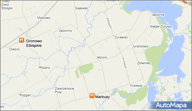 mapa Jezioro gmina Markusy, Jezioro gmina Markusy na mapie Targeo