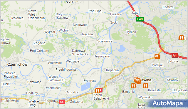 mapa Jeziorzany gmina Liszki, Jeziorzany gmina Liszki na mapie Targeo