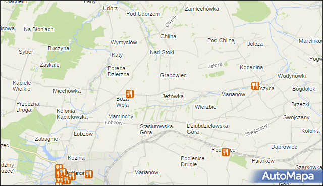 mapa Jeżówka gmina Wolbrom, Jeżówka gmina Wolbrom na mapie Targeo