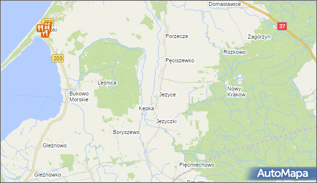 mapa Jeżyce gmina Darłowo, Jeżyce gmina Darłowo na mapie Targeo