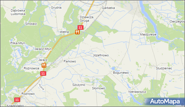 mapa Józefinowo gmina Rogoźno, Józefinowo gmina Rogoźno na mapie Targeo
