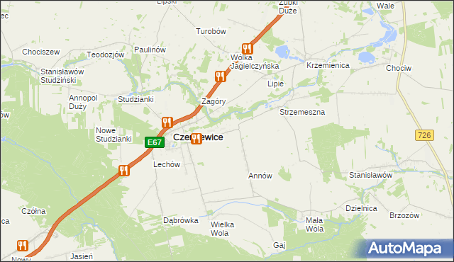 mapa Józefów gmina Czerniewice, Józefów gmina Czerniewice na mapie Targeo