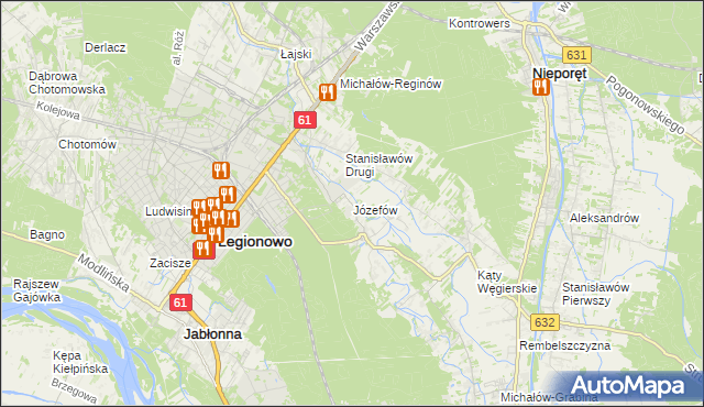 mapa Józefów gmina Nieporęt, Józefów gmina Nieporęt na mapie Targeo