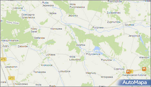 mapa Józefów gmina Zadzim, Józefów gmina Zadzim na mapie Targeo