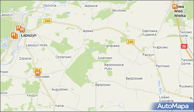 mapa Julianowo gmina Złotniki Kujawskie, Julianowo gmina Złotniki Kujawskie na mapie Targeo