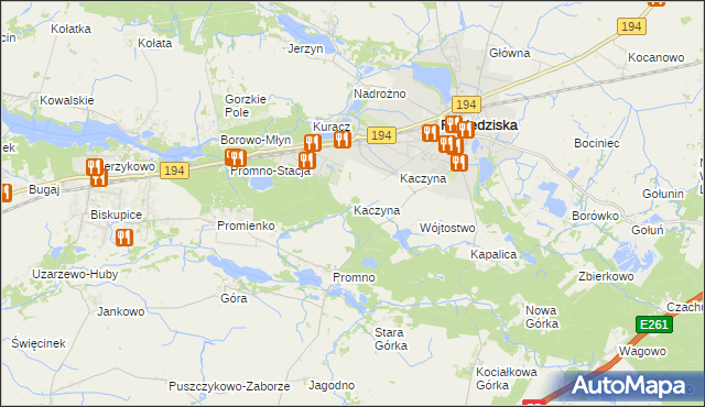 mapa Kaczyna gmina Pobiedziska, Kaczyna gmina Pobiedziska na mapie Targeo
