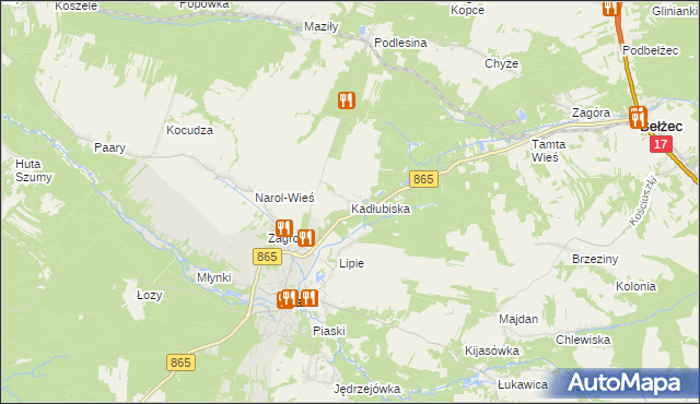 mapa Kadłubiska gmina Narol, Kadłubiska gmina Narol na mapie Targeo