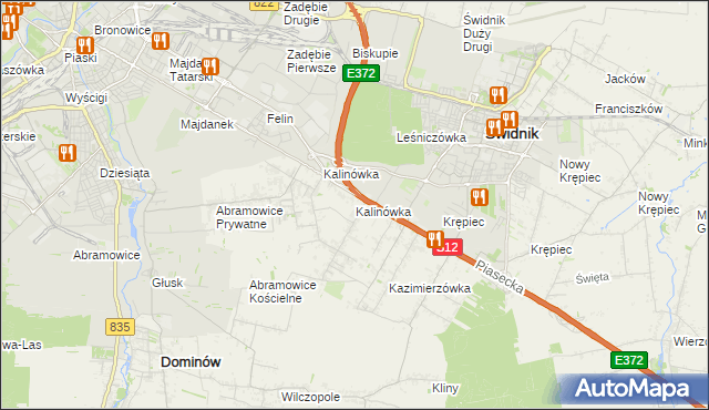 mapa Kalinówka gmina Głusk, Kalinówka gmina Głusk na mapie Targeo