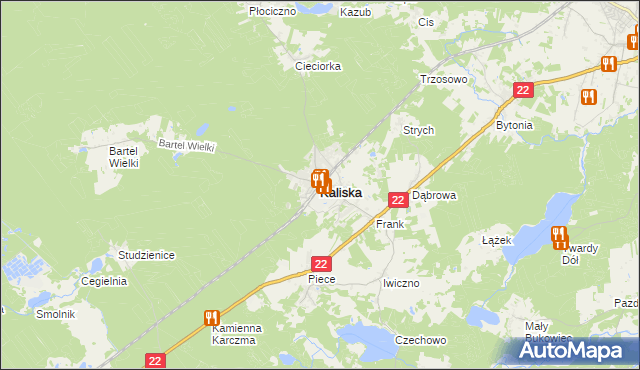 mapa Kaliska powiat starogardzki, Kaliska powiat starogardzki na mapie Targeo