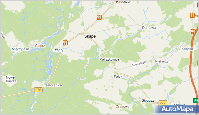 mapa Kaliszkowice gmina Skąpe, Kaliszkowice gmina Skąpe na mapie Targeo