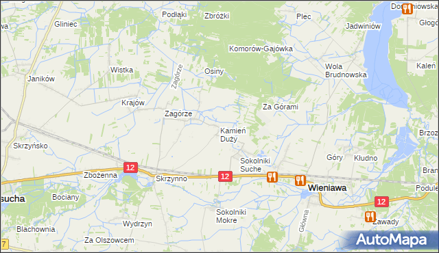 mapa Kamień Duży gmina Wieniawa, Kamień Duży gmina Wieniawa na mapie Targeo