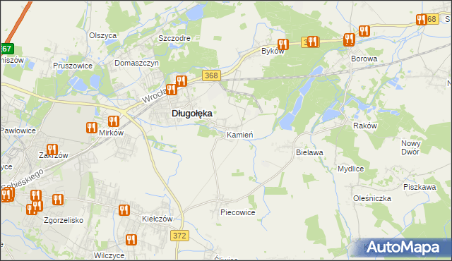 mapa Kamień gmina Długołęka, Kamień gmina Długołęka na mapie Targeo