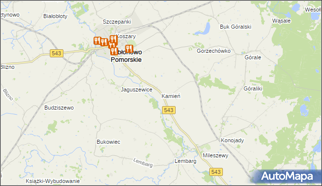 mapa Kamień gmina Jabłonowo Pomorskie, Kamień gmina Jabłonowo Pomorskie na mapie Targeo