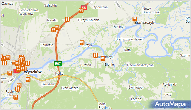 mapa Kamieńczyk gmina Wyszków, Kamieńczyk gmina Wyszków na mapie Targeo