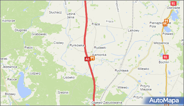 mapa Kamionka gmina Smętowo Graniczne, Kamionka gmina Smętowo Graniczne na mapie Targeo