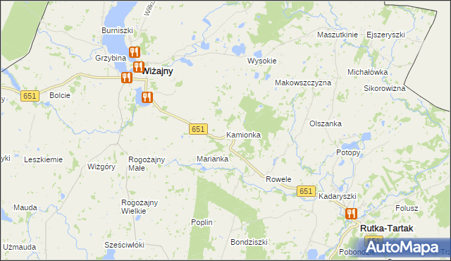 mapa Kamionka gmina Wiżajny, Kamionka gmina Wiżajny na mapie Targeo