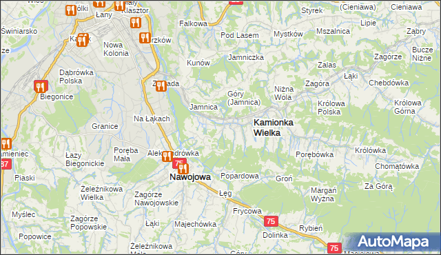 mapa Kamionka Mała gmina Kamionka Wielka, Kamionka Mała gmina Kamionka Wielka na mapie Targeo