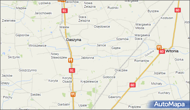 mapa Karkoszki gmina Daszyna, Karkoszki gmina Daszyna na mapie Targeo