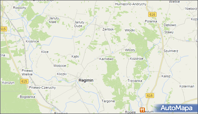mapa Karniewo gmina Regimin, Karniewo gmina Regimin na mapie Targeo