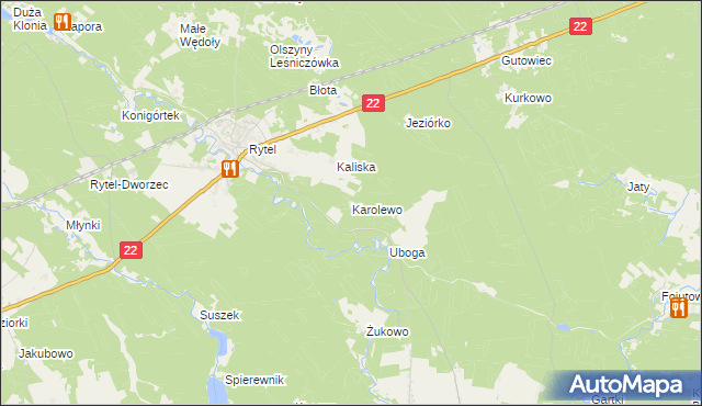 mapa Karolewo gmina Czersk, Karolewo gmina Czersk na mapie Targeo