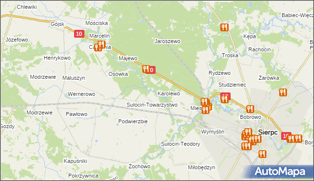 mapa Karolewo gmina Sierpc, Karolewo gmina Sierpc na mapie Targeo