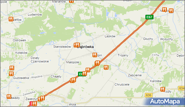 mapa Karpin gmina Dąbrówka, Karpin gmina Dąbrówka na mapie Targeo