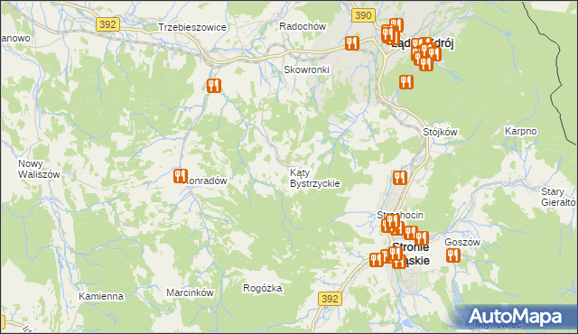 mapa Kąty Bystrzyckie, Kąty Bystrzyckie na mapie Targeo