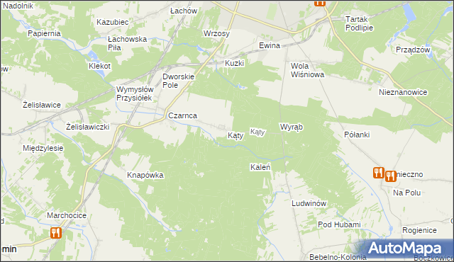 mapa Kąty gmina Włoszczowa, Kąty gmina Włoszczowa na mapie Targeo
