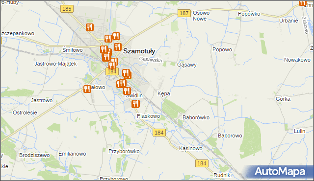 mapa Kępa gmina Szamotuły, Kępa gmina Szamotuły na mapie Targeo